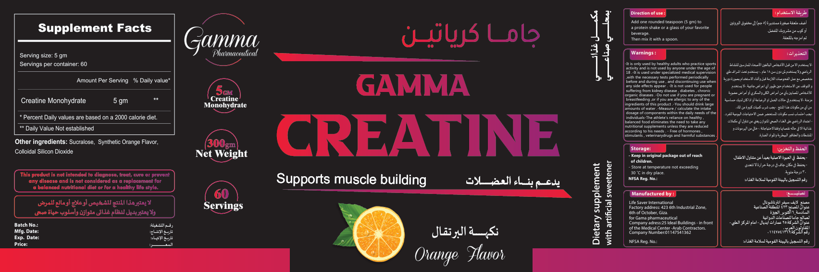 Gamma creatine 300 gram orange flavour - Barcode 795697197750