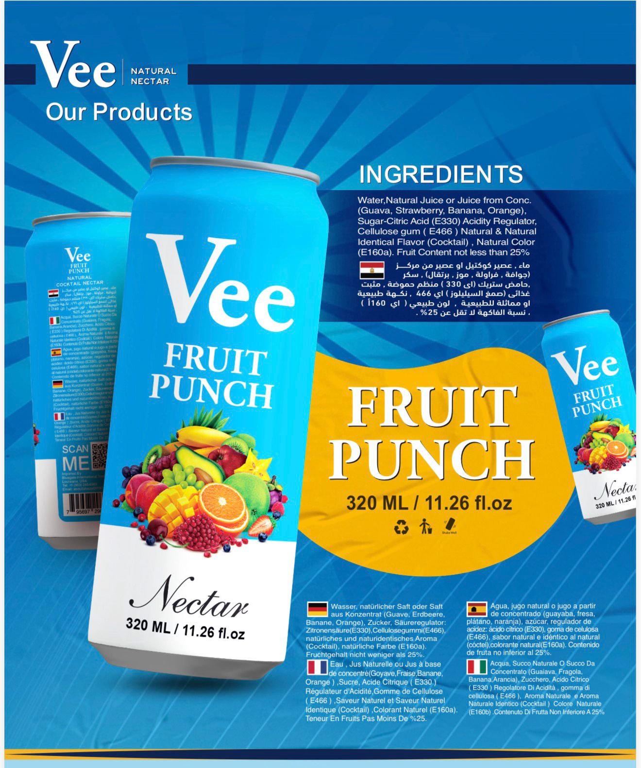 Vee Fruit Punch Nectar 320 ML - Barcode 795697296897